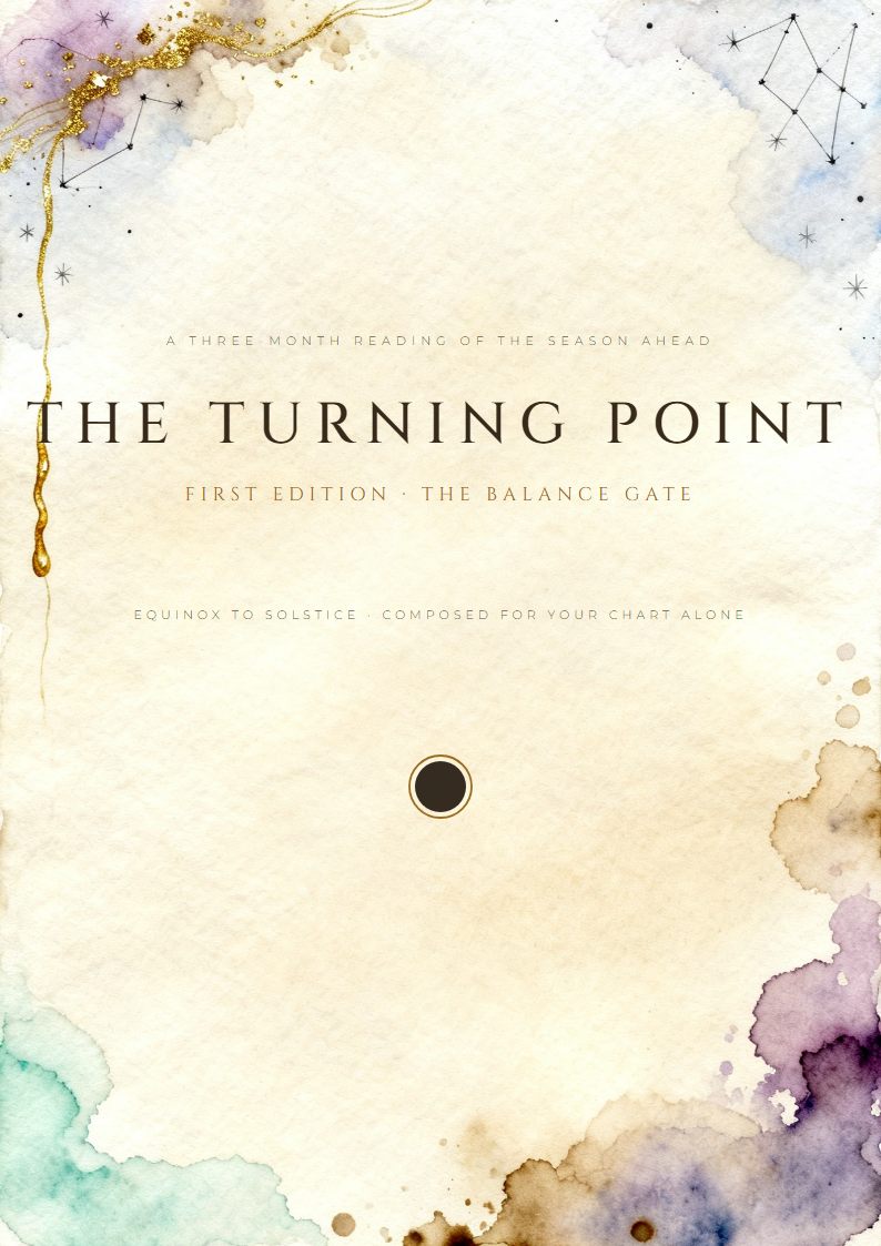 The Turning Point — a three-month reading of the season ahead, composed on its own watercolour paper